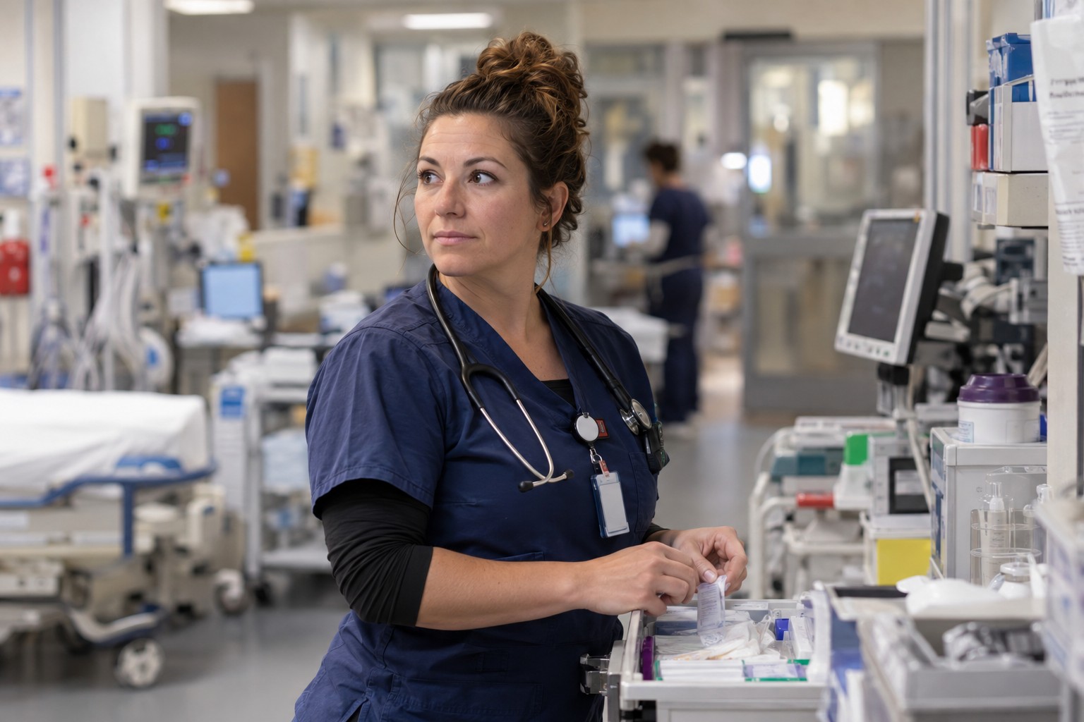 Emergency-room nurse working in a hospital